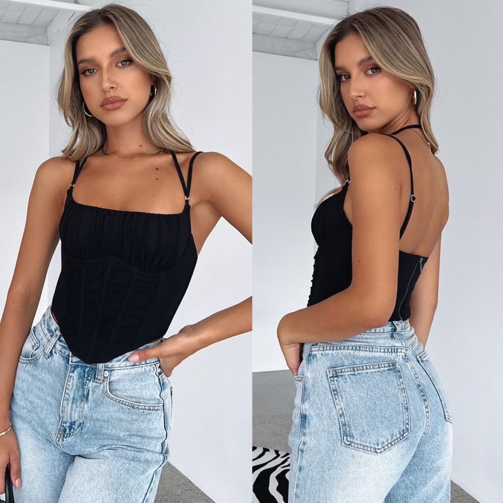 White Fox Boutique Goes Both Ways Black Bustier Size Small